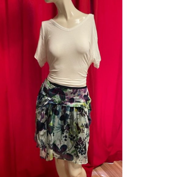Anthropologie Weston Floral Silk Mini Skirt Size 4 - Picture 3 of 7